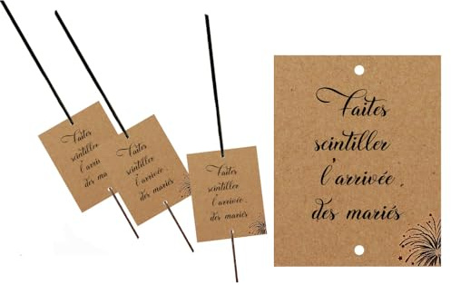 Etiquettes pour cierge magique, lot de 10, texte personnalisé, animation mariage, animation anniversaire, entrée des mariés, arrivée du gateau