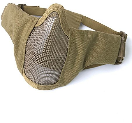 H World EU Airsoft Tactical Equipment Paintball Strike Steel 2-Belts Version Half Face Mask (Tan)