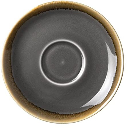 Olympia Kiln Cappuccino Saucer Smoke 140mm (6 Pack) - Porcelain Tea, Coffee Small Plate for Cups HC391