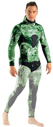SEAC Ghost, Giacca in Neoprene Ultrastretch da 7 mm con Cappuccio Incorporato per apnea e Pesca Subacquea Uomo, Verde Mimetico, M
