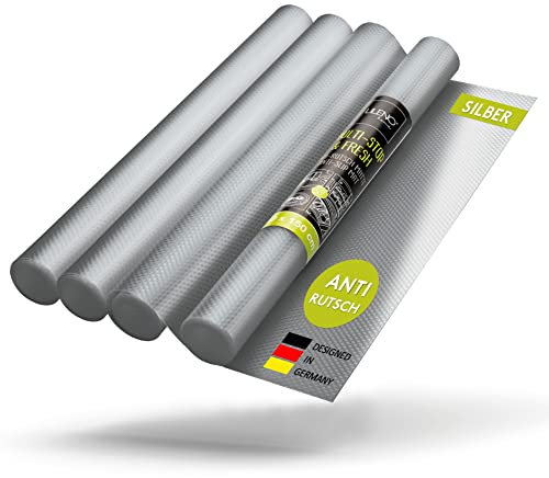 LILENO HOME Lot de 4 tapis de tiroir antidérapants pour réfrigérateur - 50 x 150 cm (argent) - Pour tiroir - Peut être découpé comme tapis antidérapants de cuisine