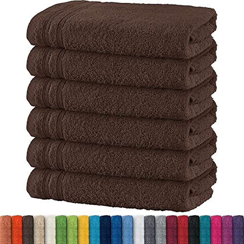 Erwin Müller Handtuch 6er-Pack Heidelberg 100% Baumwolle - saugstark, gut trocknend, kompakt, leichte Qualität braun Größe 50x100 cm - ideal für Sport, Strand, Reisen