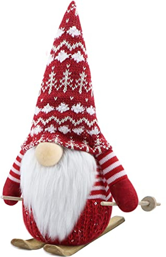 Godeufe Gnomi Natale, Decorazioni Natalizie Gnomo Slitta Peluche Natalizio Home decor per Casa Cucine (Rosso)