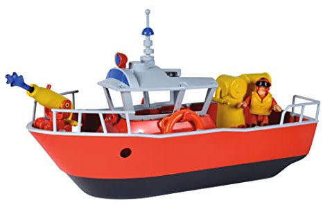 SIMBA - Feuerwehrmann Sam Titan Feuerwehrboot, 32 cm, mit Sam Actionfigur, ab 3 Jahren