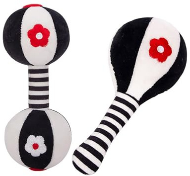 Rattles for Babies 0-6 Months, 2 Pcs Baby Soft Rattles 0-6 Months Early Developmental Hand Grip Toys for Infants Newborn Baby Girls Boys Gift