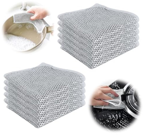 jwogngls 10 trapos de alambre multiusos para lavar platos en seco y mojado, paños de alambre de acero, trapos de lavaplatos de alambre multiusos, limpiador de hierro fundido, paños de limpieza para