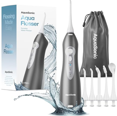 AquaSonic Aqua Flosser Water Flosser, ADA Accepted, Charcoal Metallic
