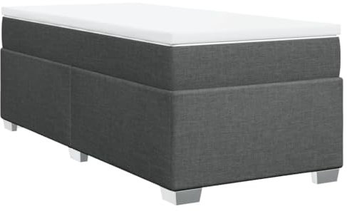 vidaXL Boxspringbett mit Matratze, Bett mit Bettfüße Matratzenauflage, Einzelbett für Schlafzimmer, Polsterbett Bettgestell Lattenrost, Dunkelgrau 100x200cm Stoff