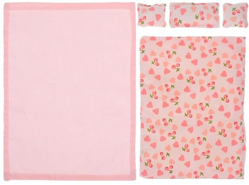 1 Set Dollhouse Bettzeug 1/12 Puppenbettwäsche umfasst Bettblatt, Quilt und 3 Kissen realistische entzückende DIY Dollhouse Miniaturen, Puppenhauszubehör