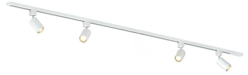 Qub Focus III – Système d’éclairage LED monophasé – 2 rails de 1m (200cm) – 4 spots GU10 orientables – forme en I – blanc – modulable – design moderne