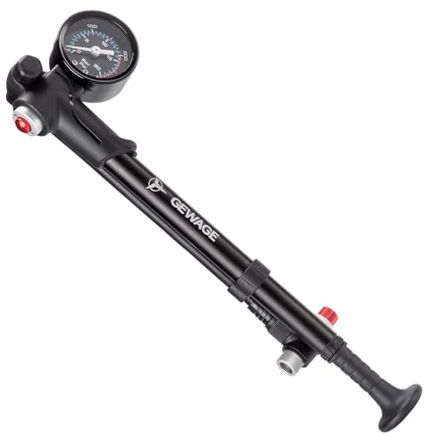 Shock Pump for Mountain, Road Bikes and Motorcycle - 300 Psi High Pressure for Front Fork and Rear Suspension Air Shocks Pump with Gauge -Portable Mini Pump with Air Bleed Button