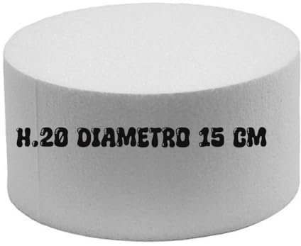 Base Rotonda in Polistirolo per Cake Design, 15 cm Diametro x 20 cm Altezza, Bianco
