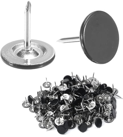 100 chiodi per tappezzeria, chiodi per mobili a testa piatta, puntine decorative a testa piatta, per mobili e testiere del divano, nero, 11 mm x 13 mm, ideali per spille e spille