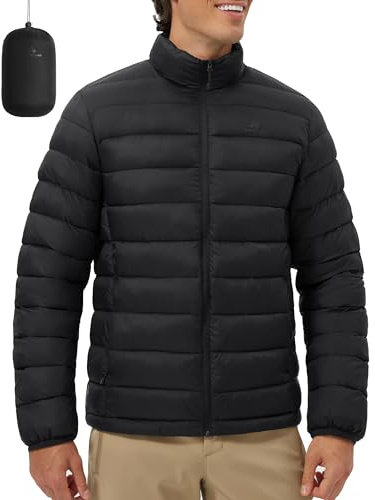 Pioneer Camp Veste matelassée homme - Veste de transition légère et chaude style doudoune, imperméable et coupe-vent, manteau d'hiver avec 4 poches, pliable pour loisirs, randonnée et voyage