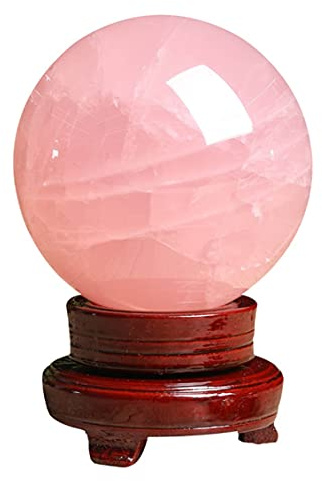 CWCQGH Ornamento a Forma di Sfera di Cristallo Rosa Portafortuna, Sfera energetica per Meditazione, Decorazione da Tavolo per la casa Fatta a Mano, Regalo,Pink-8cm