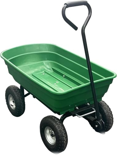 GarveeLife Schubkarre bis 272kg, Gartenschubkarre 4 Luftreifen mit Metallfelge, Multifunktions Sackkarre, Tragehilfe, Kunstoffwanne