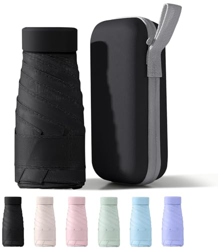 PHIEZC Ultralätt mini fickparaply, hopfällbart reseparaply, reseparaply, UPF50+ regn- och solskydd, bärbart och bekvämt