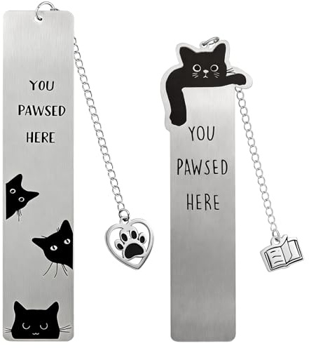 2PCS Cat Bookmark for Women Men, Creative Cute Black Cat Book Mark for Book Lover Gifts, Animal Page Marker for Reading Enthusiasts Teacher Student