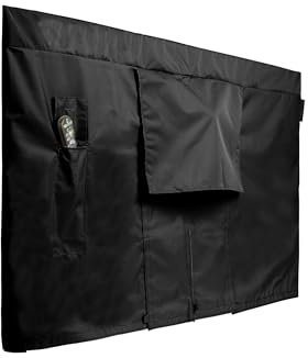 Covermates Outdoor Full TV Cover – Water-Resistant All-Weather Polyester Protection for Mounted & Freestanding TVs, Fleece Lining, Remote Pocket, Secure Touch Fasteners, 70-73 Inches, Black