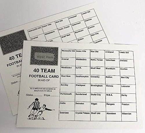 Crystals 50 x 40 Team football scratch cards UK team names