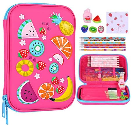 TCJJ Obst FedermäPpchen,3D-Eva-FedermäPpchen füR MäDchen,Wasserfestes Schreibwaren-Set Mit Hoher KapazitäT füR Kinder,Schulbedarf füR Kinder, Geschenke füR Den Schulanfang