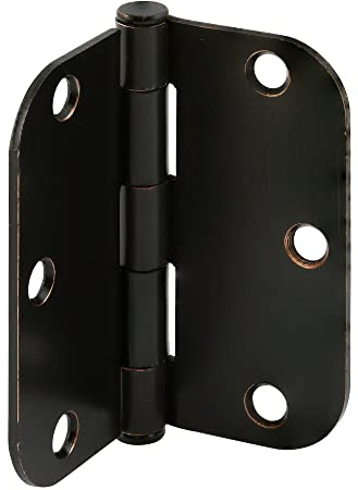 Prime-Line Residential Smooth Pivot Door Hinge, 3-1/2 in. x 3-1/2 in. with 5/8 in. Radius Corners, 3 Holes per Leaf with Screws, Oil Rubbed Bronze Finish, .087 in. Gauge Steel (12 Pack)