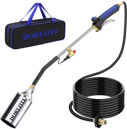 Propane Torch Weed Burner, Blow Torch with Storage Bag, High Output Flame Torch with 10FT Hose, Heavy Duty Flame Weeder with Igniter for Garden, BBQ