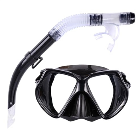 Masque and Snorkel - Gear Snorkel Set de máscara de buceo - Equipo de esnórquel profesional lente de vidrio templado, vista panorámica para viajes de natación