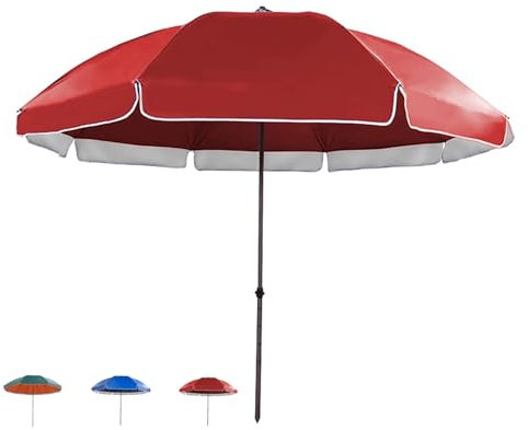 WATAOW Sombrilla De Jardín Exterior De 2,2 A 3,0 con Doble Revestimiento De Pegamento Plateado, Protección UV E Impermeable, Parasol De Mercado(Red,2.6m/8.5ft)
