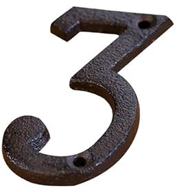 Números casa 2,95 pulgadas con tornillos - Número puerta moderno metal, números y letras hierro fundido, cartel dirección, para buzón exterior, apartamento, hotel, decoración pared, jardín(3)