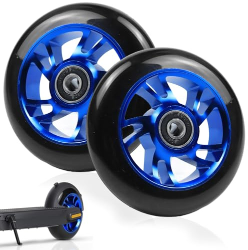 Ruedas de Repuesto para Scooter de 100 mm, Ruedas Skate, Resistente al Desgaste, Amortiguador, con llantas de Aleación de Aluminio y Rodamientos Antibloqueo, Accesorios Patinete