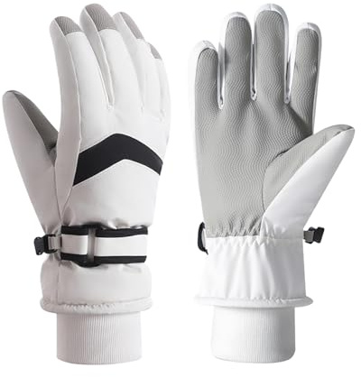 QKURT Guantes de esquí para niños, Impermeables, cálidos, Resistentes al Viento, para la Nieve, para Pantalla táctil, para Clima frío, Unisex, de 4 a 12 años
