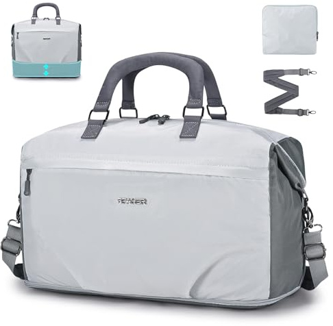 SPAHER Espandibile Pieghevole Borsone da Viaggio Aereo Grande con Tasca Umida 40L Bagaglio a Mano Donna Uomo Borsa da Cabina Weekend Palestra Piscina Impermeabile Travel Duffel Cabin Bag