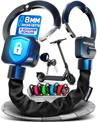 NEXTCOVER® E-Scooter Schloss [Steel-Secure-Technologie] | Handschellenschloss für Roller, eBike | robustes Lock, Kettenschloss | E Scooter Zubehör, E Roller Schloss