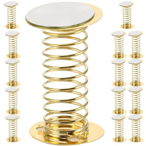 OATIPHO Base de Resorte Metálica Autoadhesiva Doble Cara 15 Piezas para Muñecas Cabeza Móvil, Accesorios DIY para Manualidades, Decoración Oscilante para Escritorio y Tablero, Base