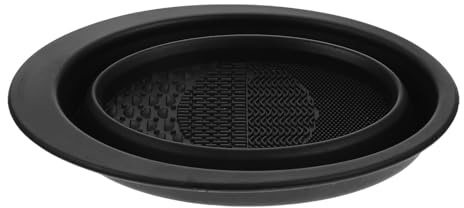 Beavorty Silicone Makeup Brush Cleaner Container with Full Elasticity, Portable Black Scrubber Mat for Efficient Cleaning Makeup Brushes, for Girls and Girlfriend Beauty Routine