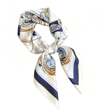 Cryluxial 1Pcs Foulard Femme Soie Bleu Marine Elegant Echarpe Femme Legere et Douce Carre de Soie Accessoire de Mode Polyvalent pour Cheveux Cou et Sac a Main Foulard en Soie Premium