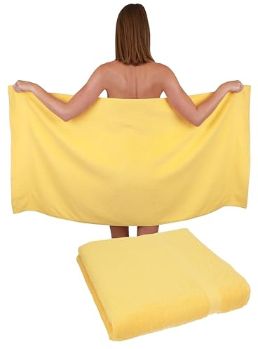 Betz 2 Stück Duschtücher Premium – großes Frottee Duschtuch 70x140 cm aus 100% Baumwolle – saugstark & weich – hochwertiges, pflegeleichtes Handtuch für Damen & Herren Farbe gelb