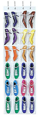 Dailyart 24 Pockets Over the Door Shoe Organizer Hanging Shelf Shoe Rack Storage Stand Organiser Holder Hook,White