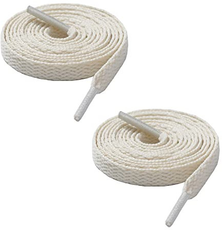 CCSOFTIME 2 Pairs Flat Trainers Shoe Laces, Replacement Laces for Air Force 1 Converse Sport Running Shoes and Sneakers, Durable Shoe Strings for Kids Adult Men Women, 110CM Cream ShoeLaces