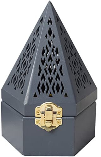 TOPBATHY مبخرة الكترونية Hölzerne Hohlrägekegelhalter Pyramidenstil Weihrauchbrenner Oud Brenner Weihrauchbrenner Pyramiden