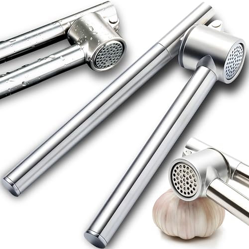 Retoo Pressa A Aglio In Acciaio Inox, Manico Ergonomico, Adatta Per Zenzero E Frutta Secca, Facile Da Pulire, Alta Pressione Per Un Maggiore Sapore, Schiacciatore Manuale, Aglio Triturato Senza Sforzo