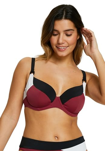 Sans Complexe, Haut de Maillot de Bain avec Armatures, Modèle Beyond The Beach, Colorblock Prune, 90D