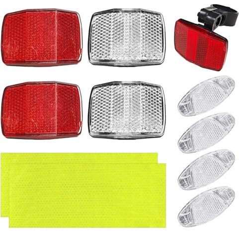 HDGSAFD 8 Stück Fahrradreflektoren, 2 Bögen Mit 16 Reflektierenden Aufklebern, Fahrradspiegel, Fahrradradreflektoren, Mountainbike-Reflektoren