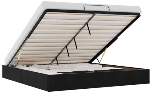 vidaXL Estructura Cama otomana sin colchón Terciopelo Negra 200x200 cm, Estructura de Cama, Estructura de Cama otomana, Estructura de Cama con Almacenamiento Debajo de la Cama