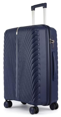 Fly Kite Luggage 28 Inch Large Suitcase 100% Polypropylene Hard Shell with Aluminium Trolley Handle Real TSA 3 Digit Secure Lock 360° Smooth Wheels Lightweight Suitcase|Dark Blue