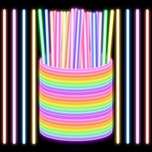 ZENO Glow Sticks Party Pack - 50 PCS Multicolored Neon Accessories | Safe, Long Lasting for Kids | Connectors Included