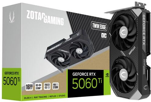 ZOTAC Gaming GeForce RTX 5060 Ti 16 Go Twin Edge OC DLSS 4 16 Go GDDR7 128 bits 28 Gbps PCIE 5.0 Carte graphique de jeu, refroidissement IceStorm 2.0, SFF-Ready, ZT-B50620H-10M