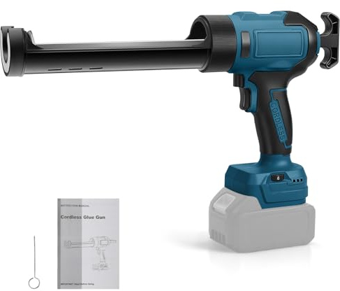 Pistola a cartuccia a batteria compatibile con batteria Bosch B 18 V (senza batteria), pistola di tenuta elettrica a 6 velocità regolabili, display digitale e luce LED, per riempimento e sigillatura