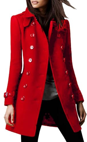 Chaqueta de entretiempo larga para mujer, abrigo de doble botonadura, elegante y cálido, chaqueta de invierno monocolor, chaqueta Caban, chaqueta ligera con cuello de solapa, chaqueta de ocio